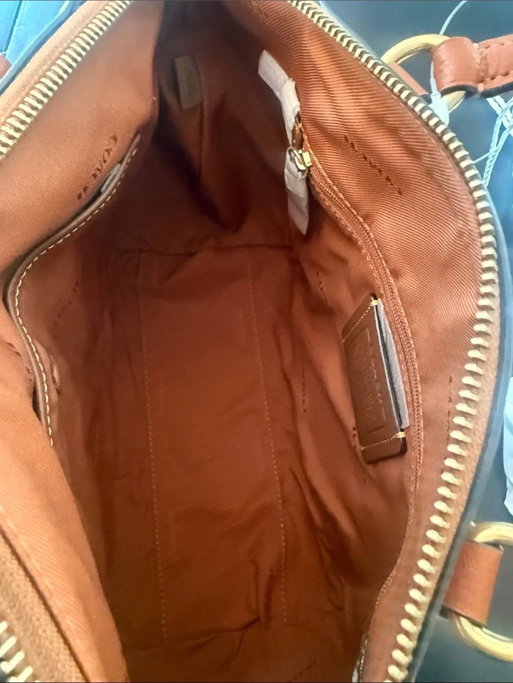 NWT Coach Pebbled Leather Satchel in Tan Brown with Gold Hardware